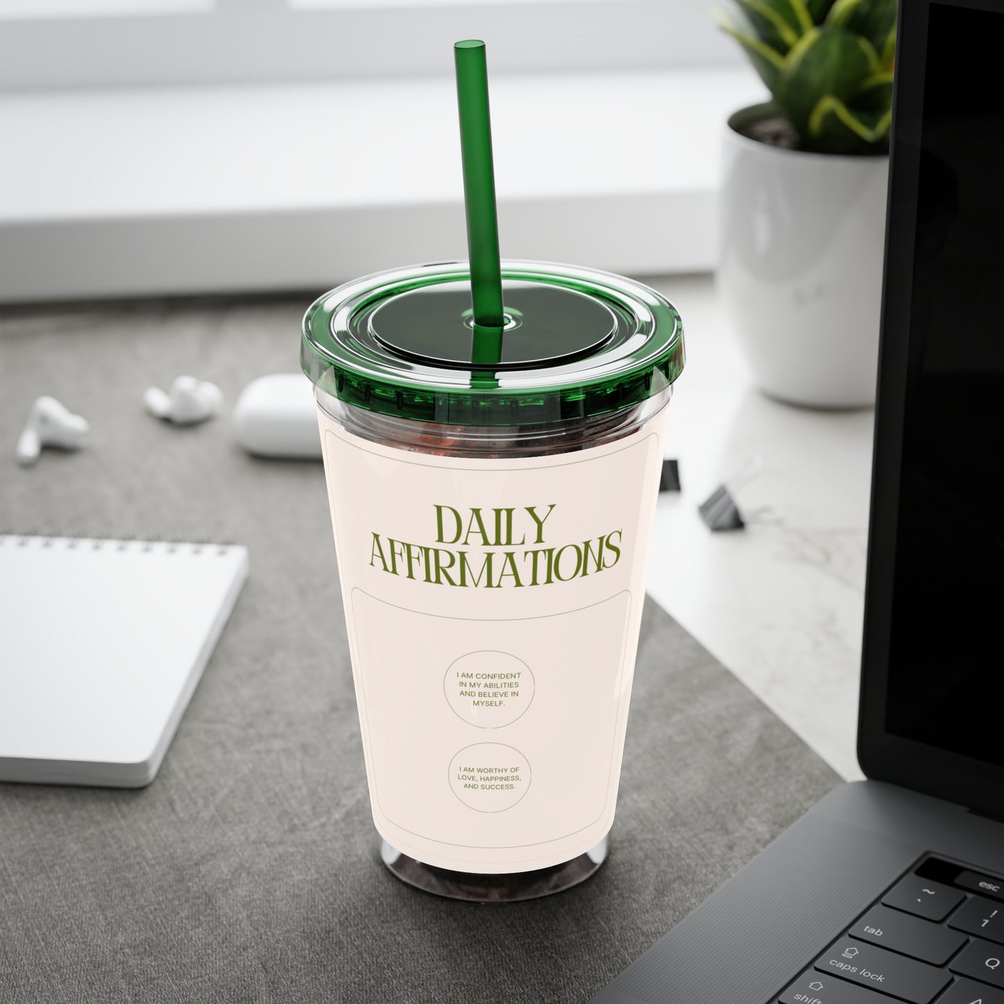 Daily Affirmations 16oz Tumbler with Straw - Inspiring Hydration for Daily Motivation