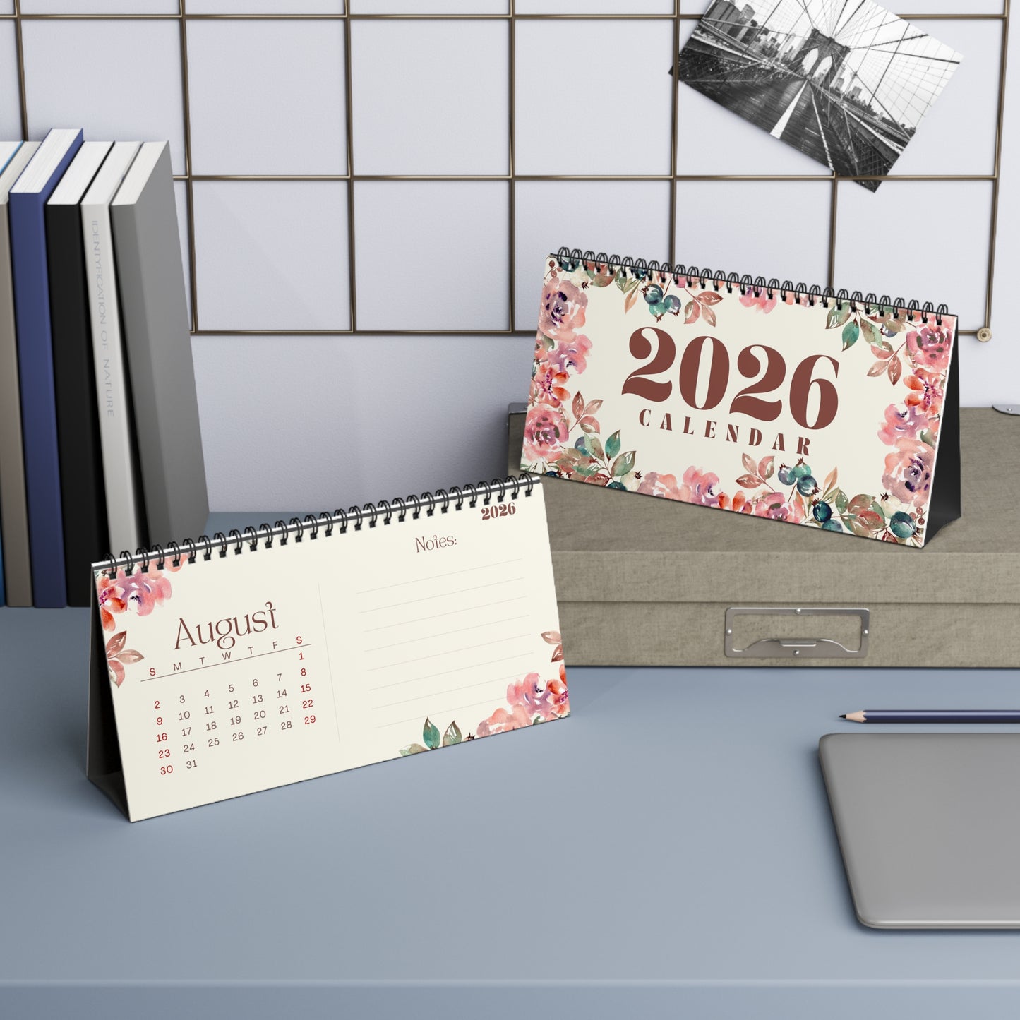 Floral Desktop Calendar 2026 - Elegant Home & Office Decoration