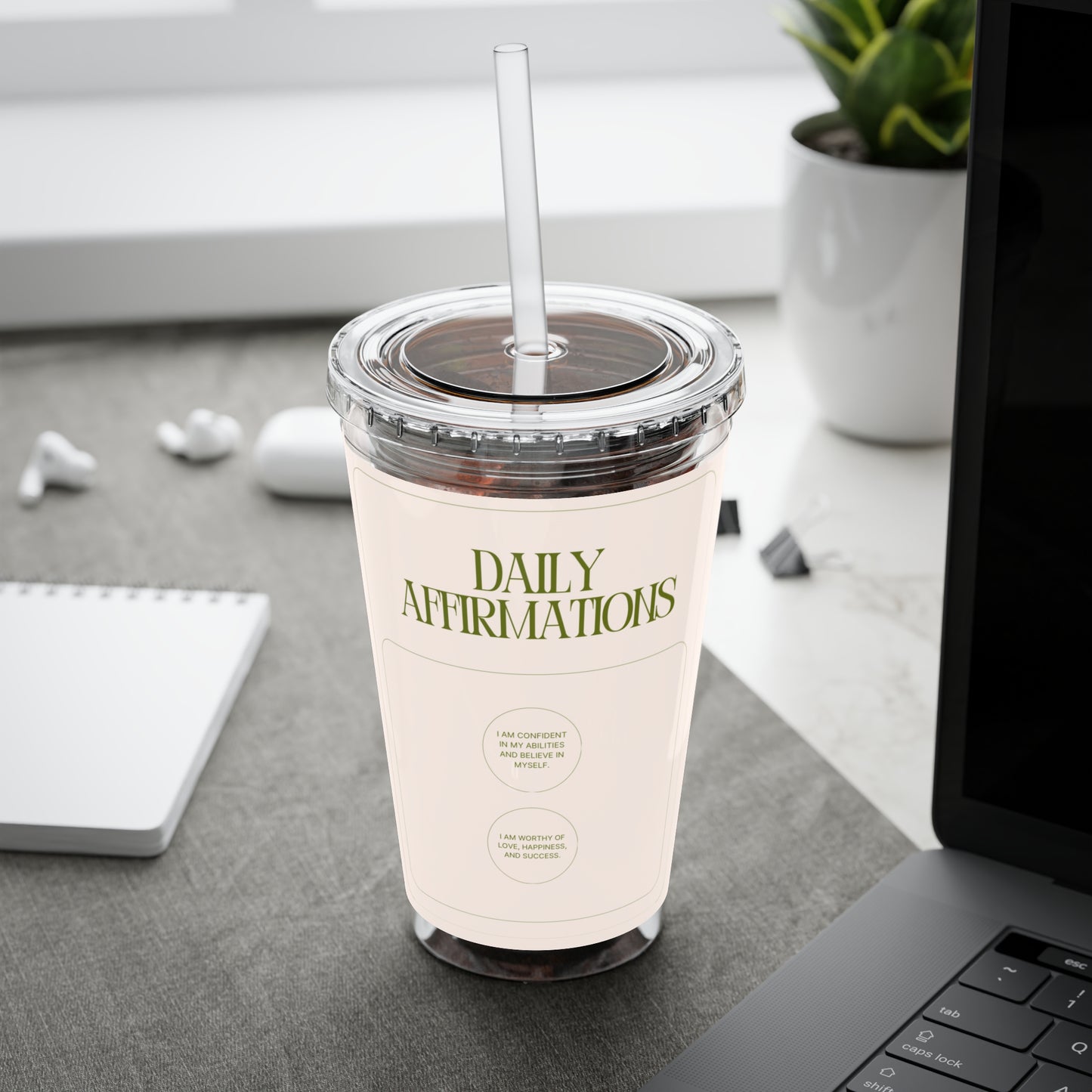 Daily Affirmations 16oz Tumbler with Straw - Inspiring Hydration for Daily Motivation