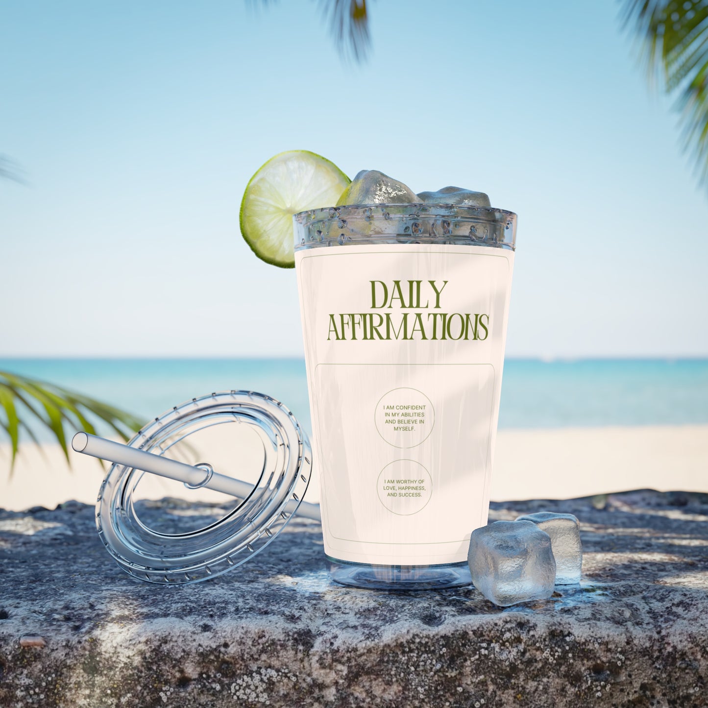 Daily Affirmations 16oz Tumbler with Straw - Inspiring Hydration for Daily Motivation