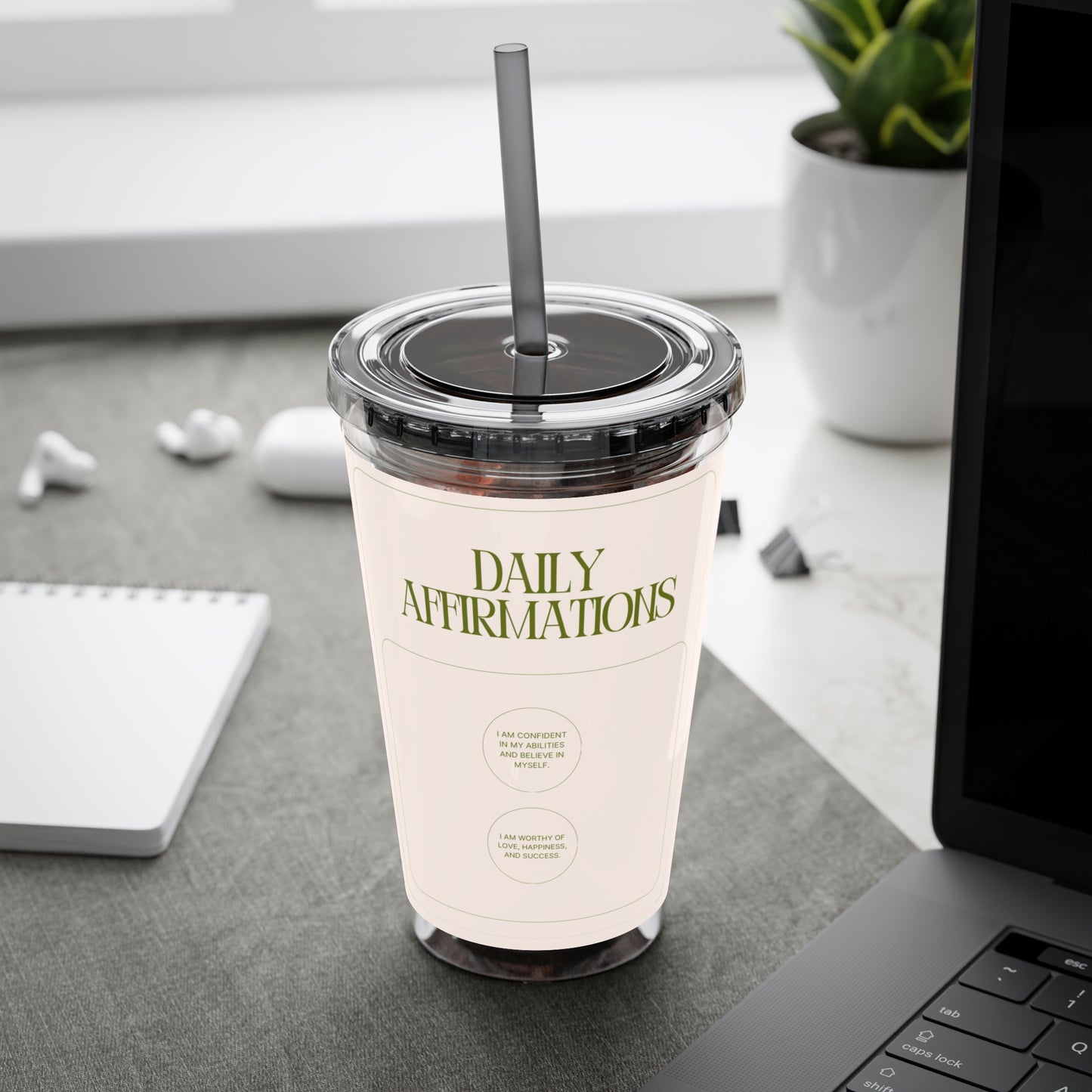 Daily Affirmations 16oz Tumbler with Straw - Inspiring Hydration for Daily Motivation