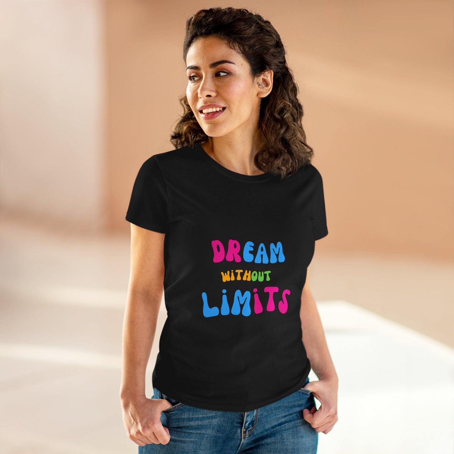 Dream Without Limits Women's Cotton Tee, Motivational Shirt, Casual Top, Gift for Dreamers, Inspirational Apparel