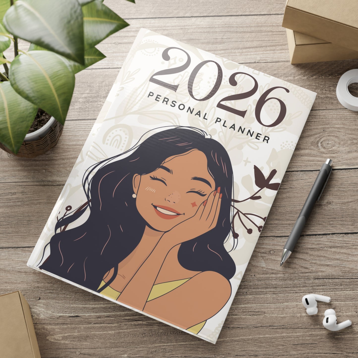 2026 Floral Hardcover Notebook - Cheerful Personal Planner with Puffy Covers