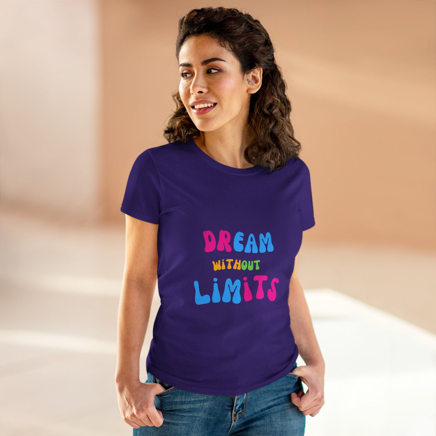 Dream Without Limits Women's Cotton Tee, Motivational Shirt, Casual Top, Gift for Dreamers, Inspirational Apparel