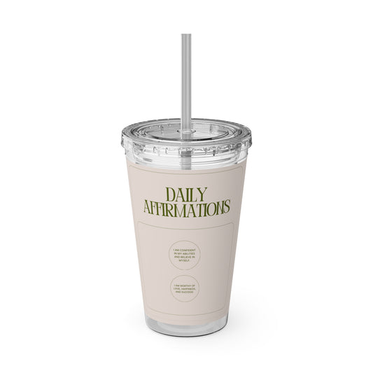 Daily Affirmations 16oz Tumbler with Straw - Inspiring Hydration for Daily Motivation