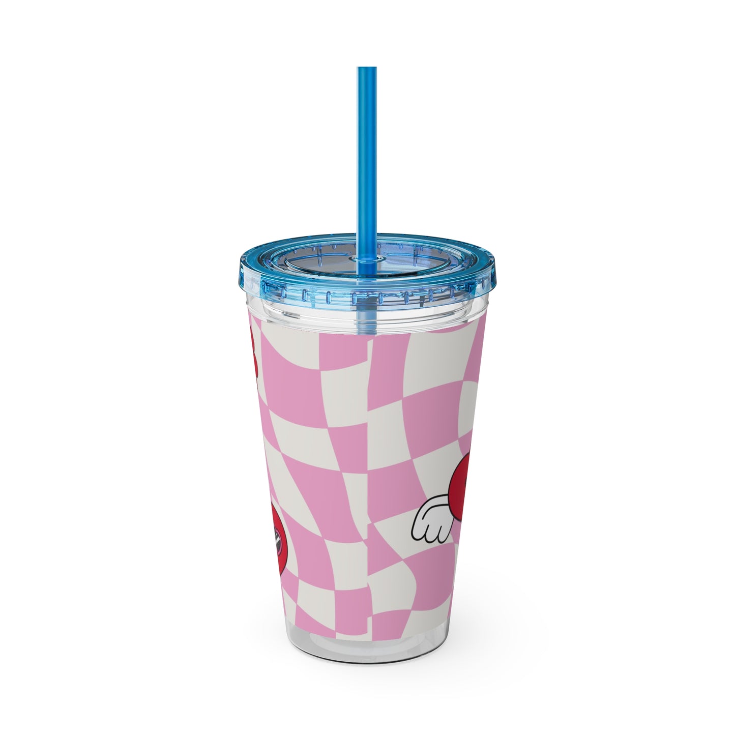 Cute Heart Design Tumbler with Straw - 16oz "Share the Love"