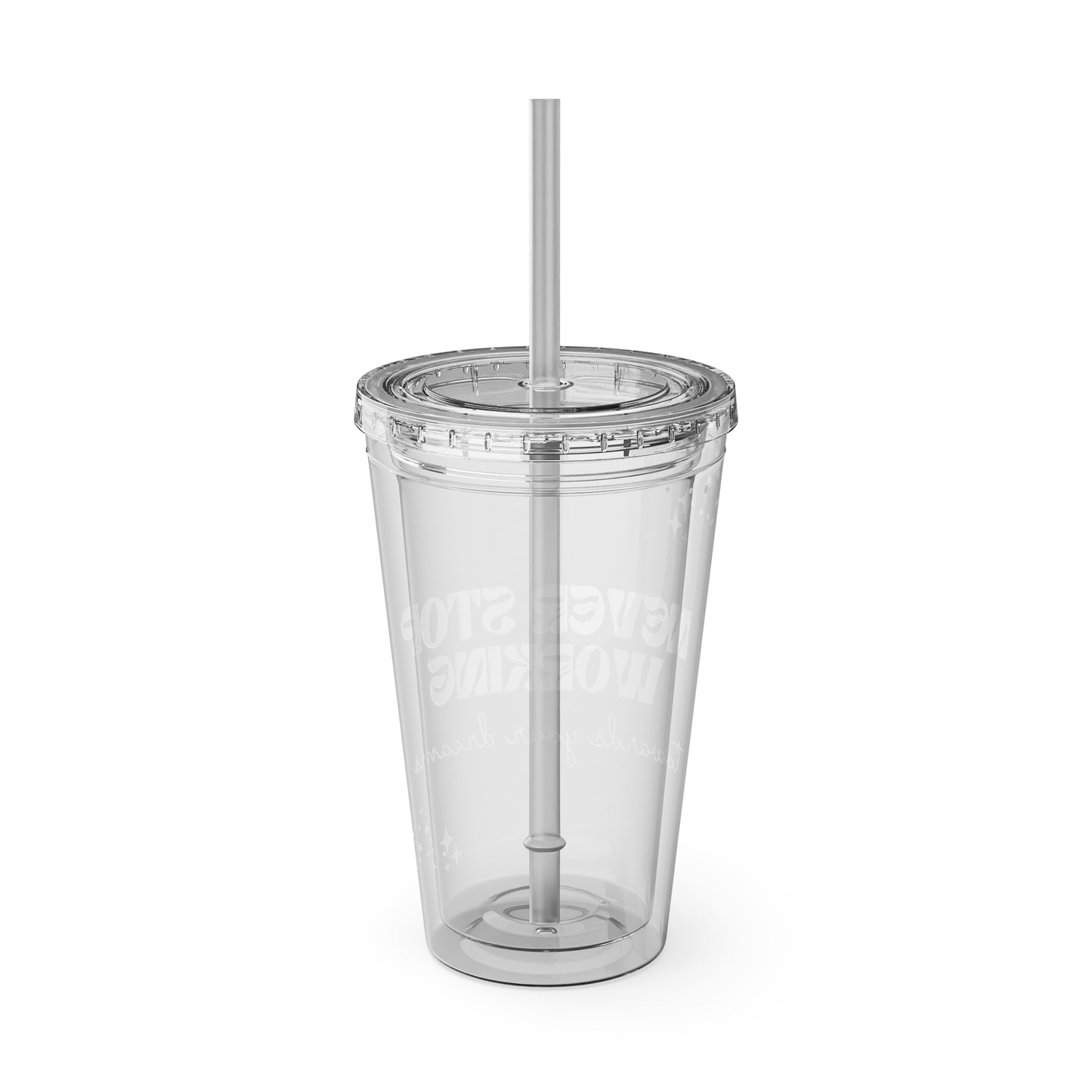 Motivational Sunsplash Tumbler with Straw – 16oz Reusable Drinkware
