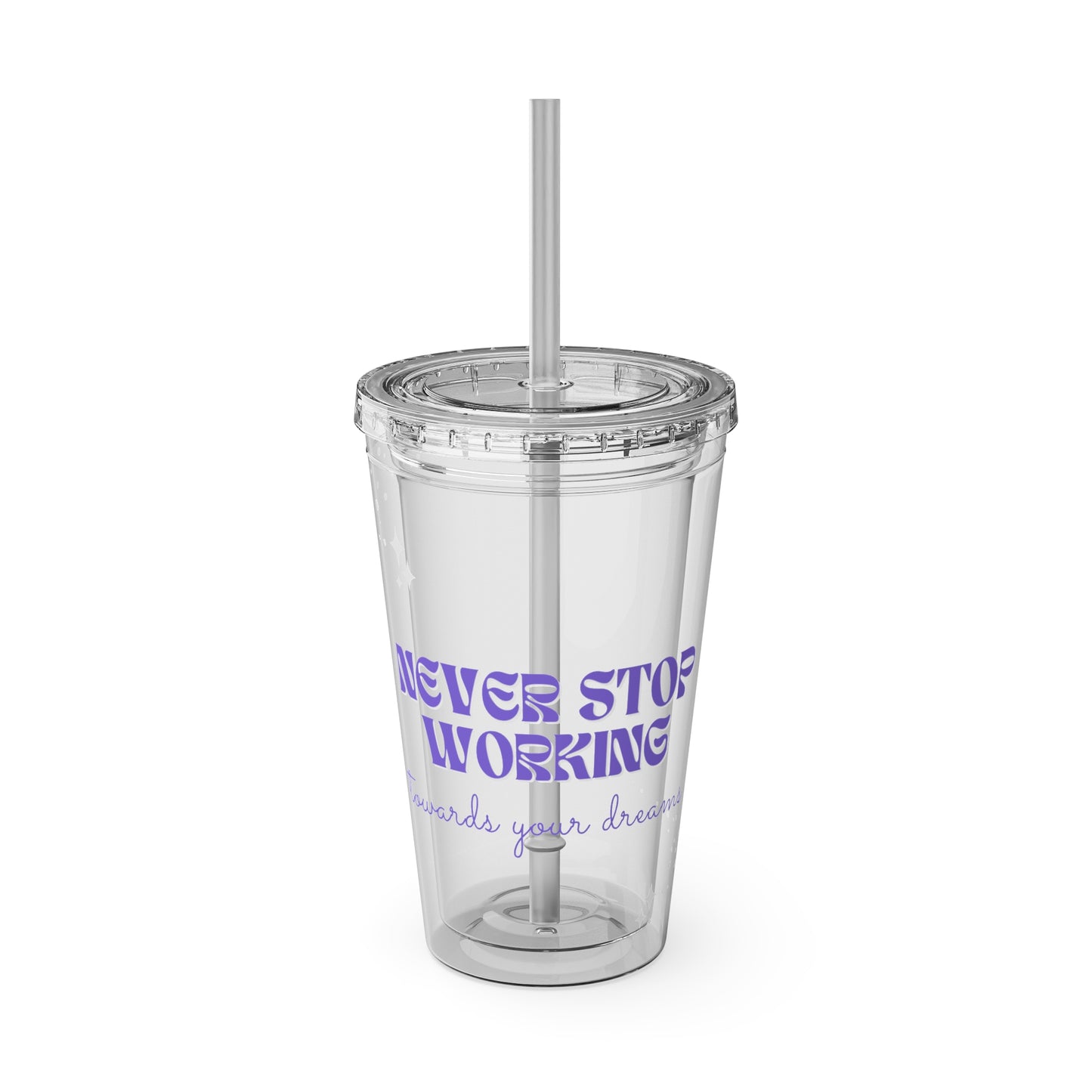 Motivational Sunsplash Tumbler with Straw – 16oz Reusable Drinkware