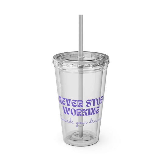 Motivational Sunsplash Tumbler with Straw – 16oz Reusable Drinkware