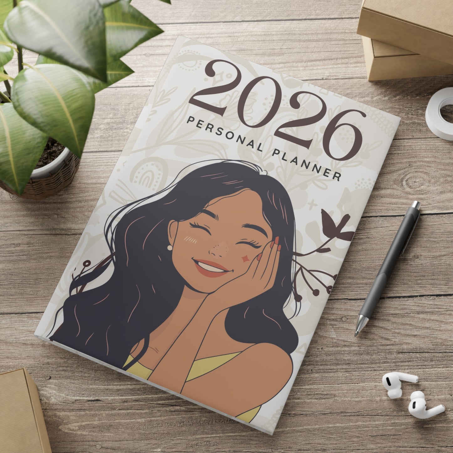 2026 Floral Hardcover Notebook - Cheerful Personal Planner with Puffy Covers