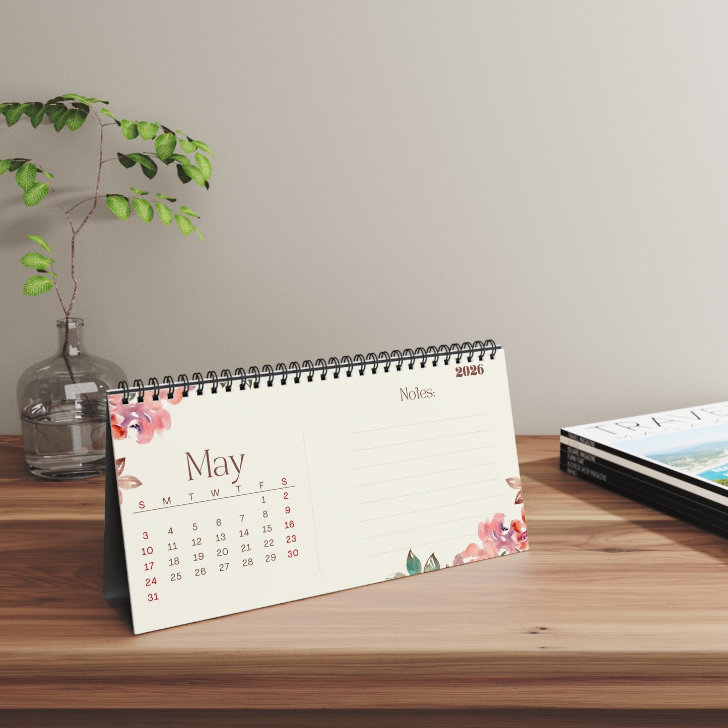 Floral Desktop Calendar 2026 - Elegant Home & Office Decoration