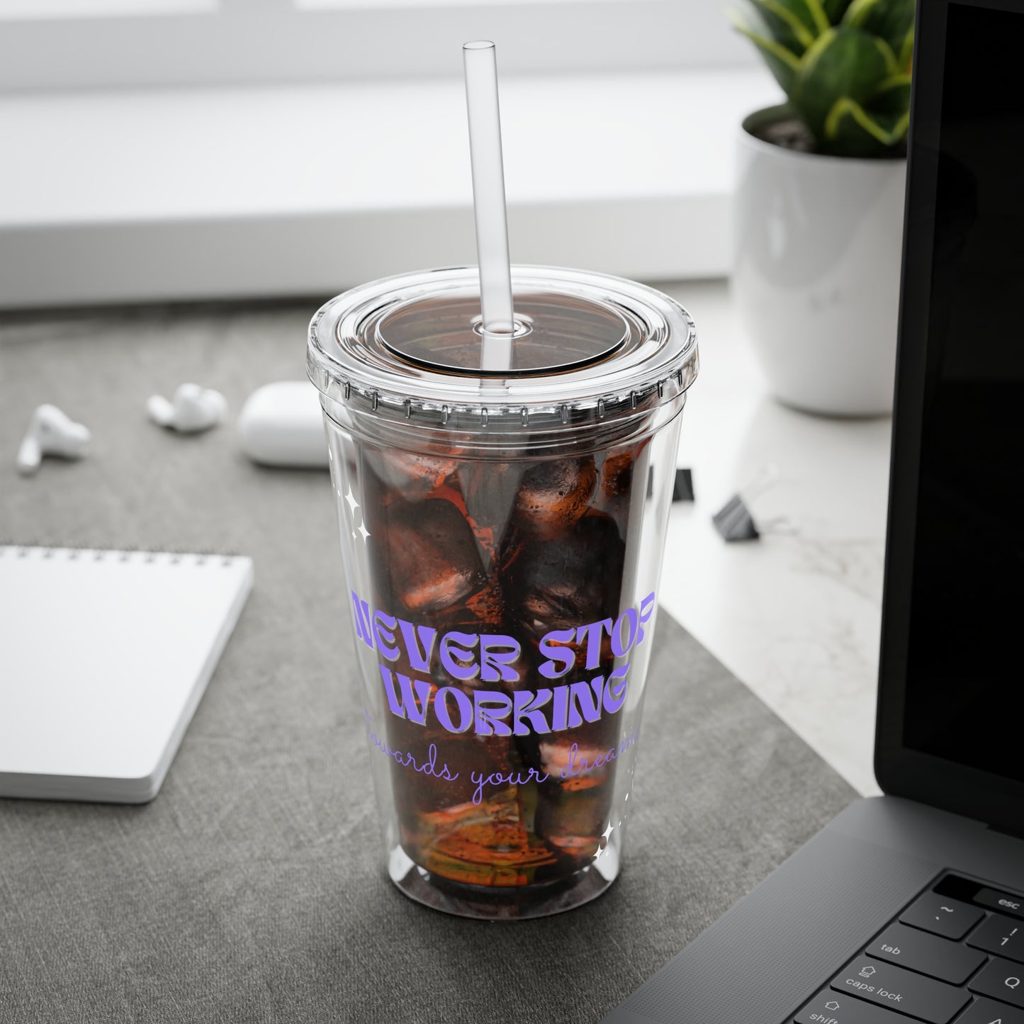 Motivational Sunsplash Tumbler with Straw – 16oz Reusable Drinkware