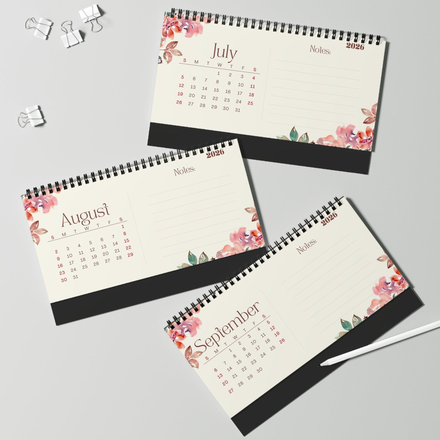 Floral Desktop Calendar 2026 - Elegant Home & Office Decoration