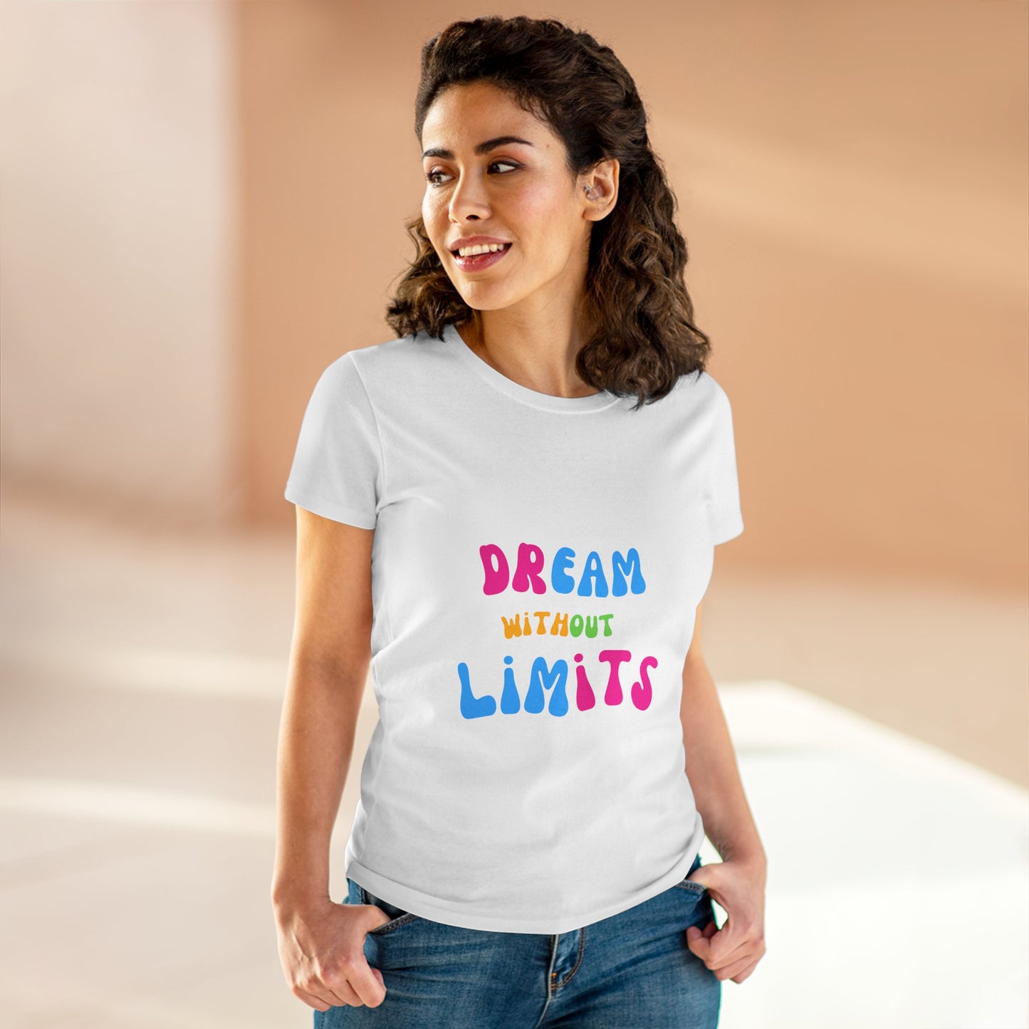 Dream Without Limits Women's Cotton Tee, Motivational Shirt, Casual Top, Gift for Dreamers, Inspirational Apparel