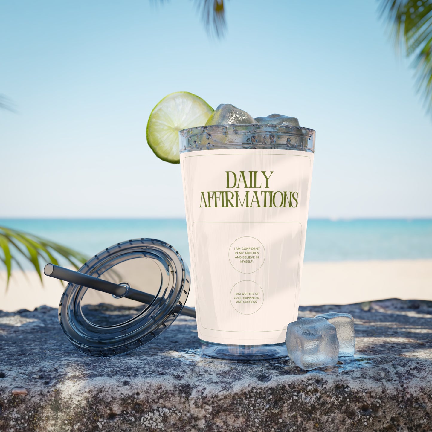 Daily Affirmations 16oz Tumbler with Straw - Inspiring Hydration for Daily Motivation