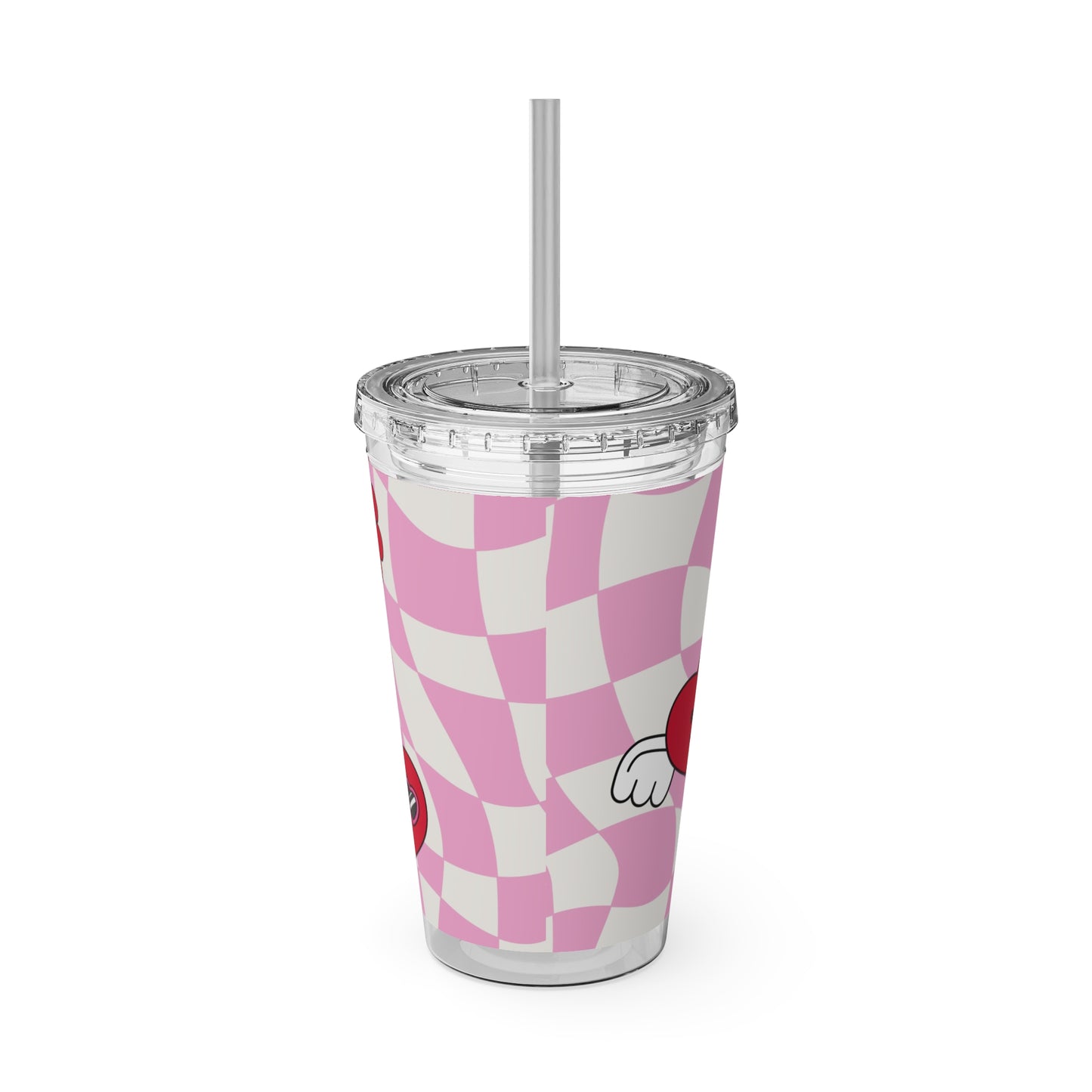Cute Heart Design Tumbler with Straw - 16oz "Share the Love"