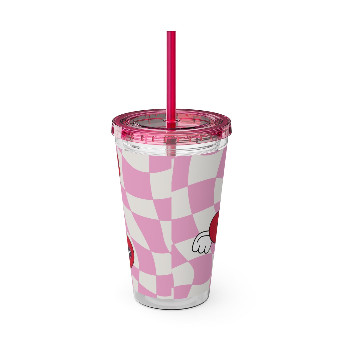 Cute Heart Design Tumbler with Straw - 16oz "Share the Love"